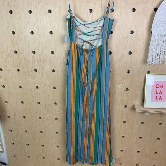 Staud Women’s Celestine Wrap-Effect Linen Stripe Ibiza Dress Size 6 - Picture 5 of 10